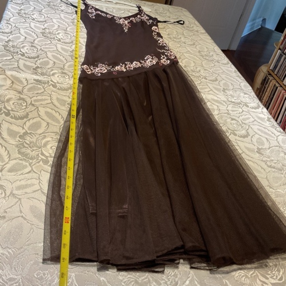R&M Richards Gown Womens 6P Brown NWT Floral Embroidered Tulle Maxi Dress - Picture 10 of 10